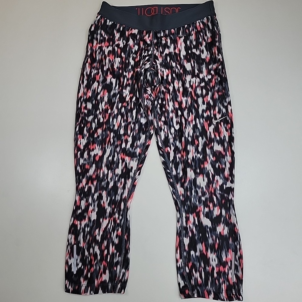 Nike Geometric Pattern Crop Leggings Womens Multicolor Dri Fit Pants Sz S Comfy